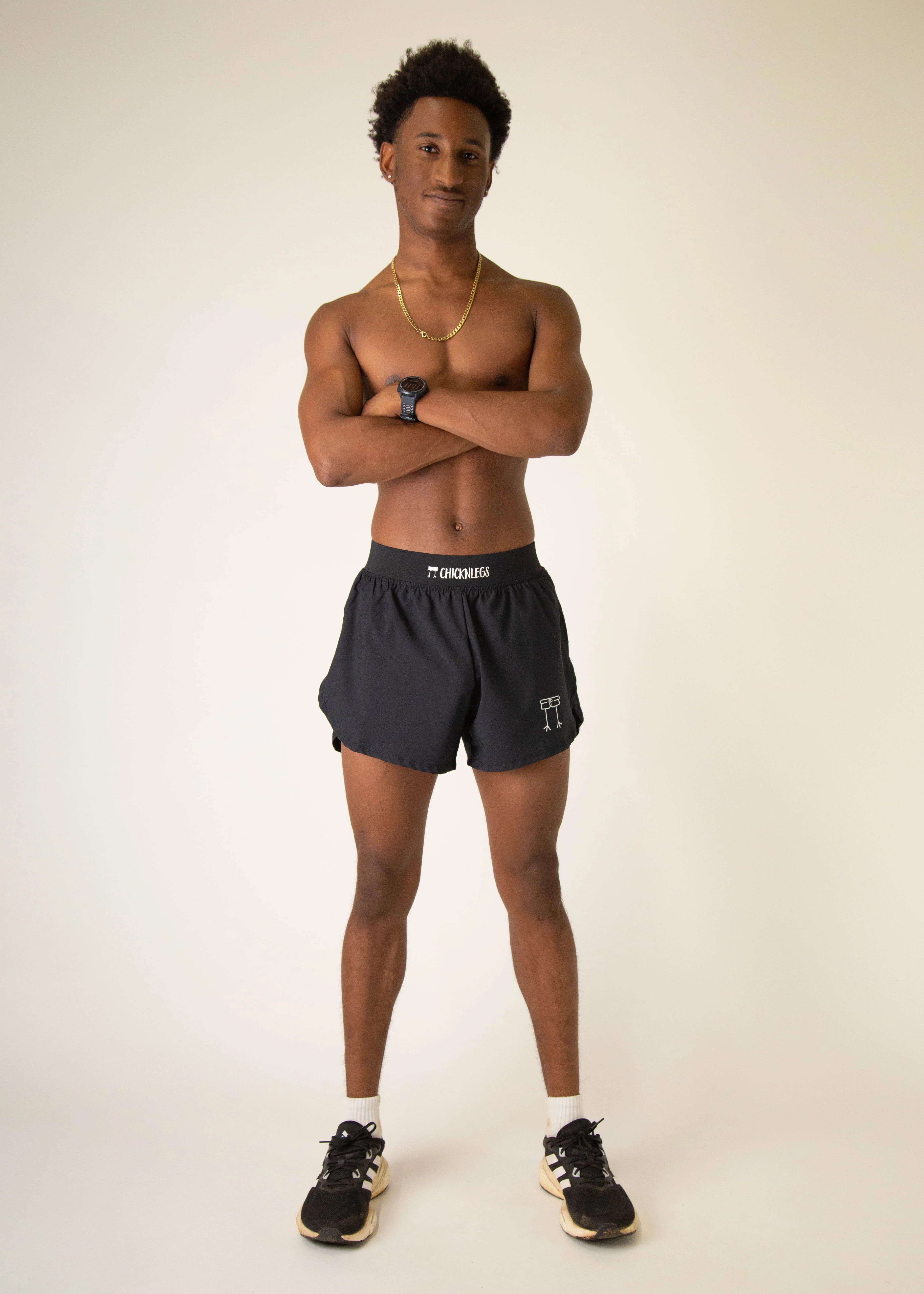 Men's Black 4" Half Split Shorts - Image 5