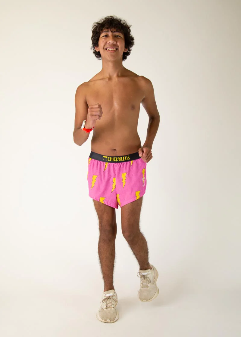 Men's Pink Bolts 2" Split Shorts - Image 6