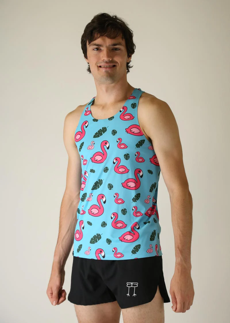 Men's Blue Flamingo Performance Singlet - Image 3