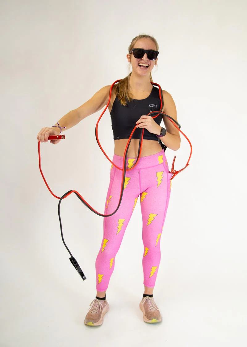 Women's Pink Bolts Leggings - Image 10