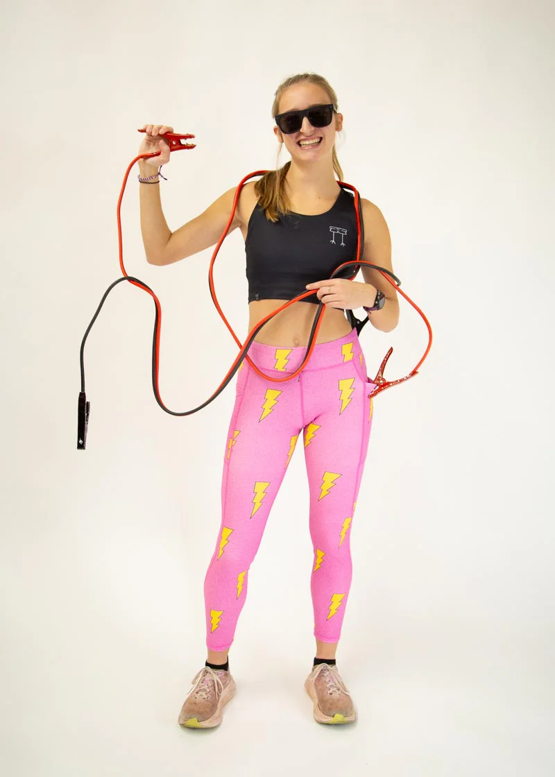 Women's Pink Bolts Leggings - Image 11