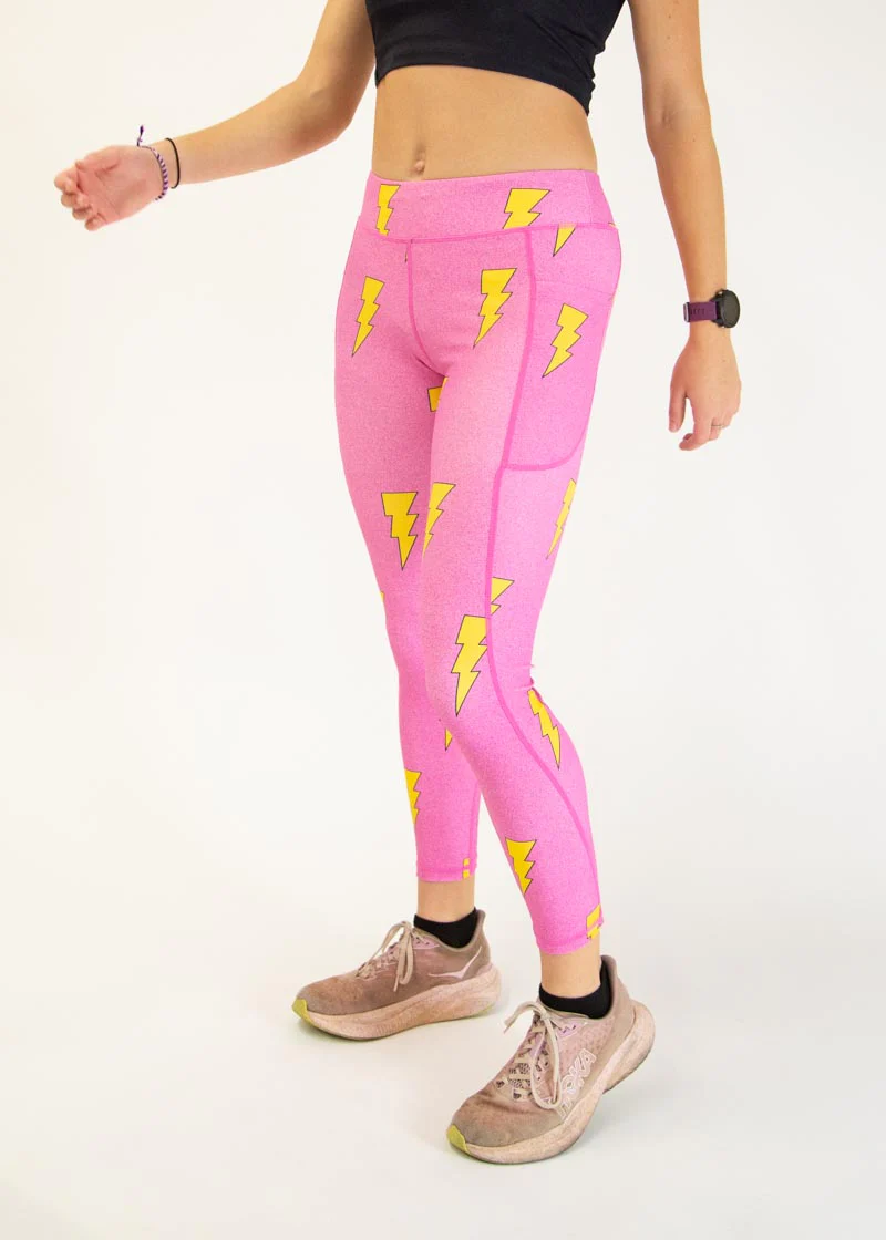 Women's Pink Bolts Leggings - Image 3