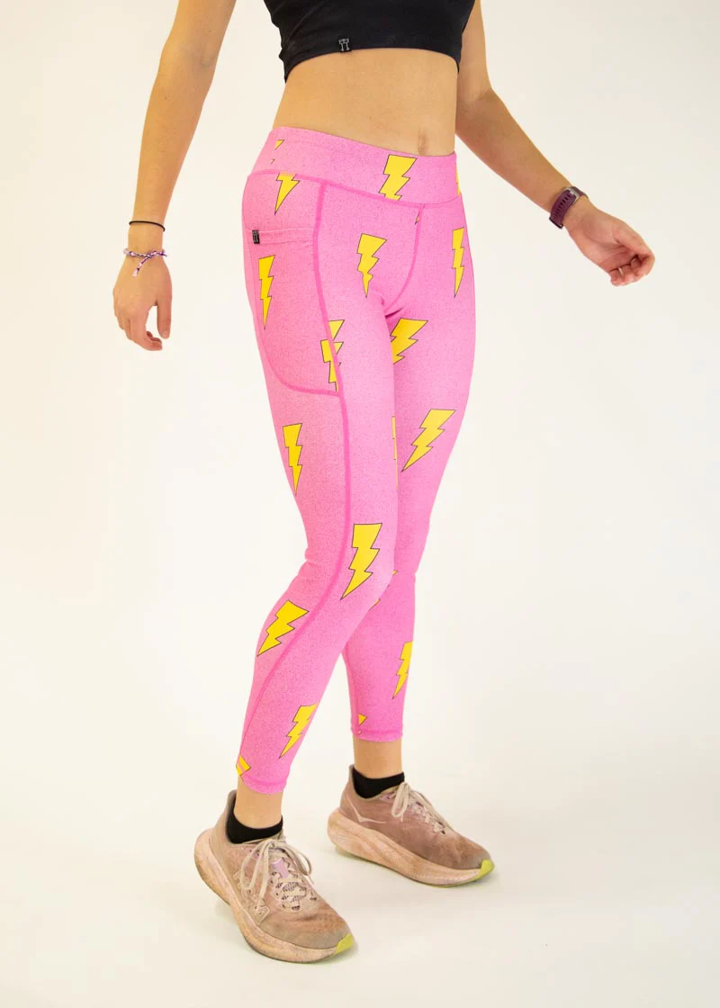 Women's Pink Bolts Leggings - Image 5