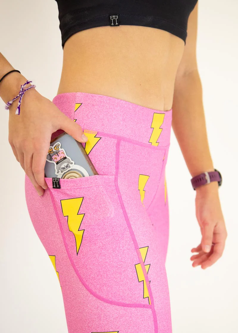Women's Pink Bolts Leggings - Image 7